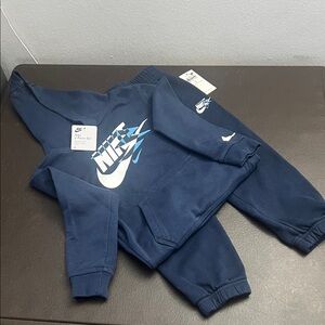 Nike Kids Navy & White Logo Hoodie and Joggers Set